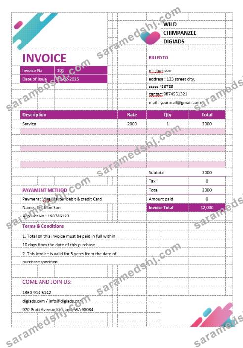Digital Advertising Agency Invoice Template